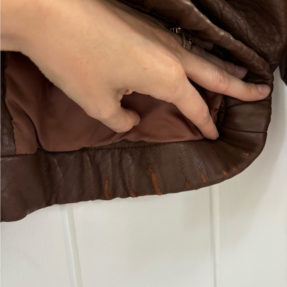 Vintage Leather Bomber Aviator Flight Jacket Women Size 7/8 Chocolate Brown - Picture 12 of 15